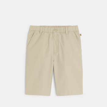 شورت برمودا من قماش سادة باللون البيج للأولاد